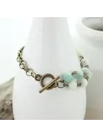 Seasons Jewelry Vintage Finish Oval and Stone Bead Bracelet