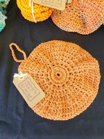 Crochet By Niki Orange Round 100% Cotton Yarn Dishcloth/Pot holder 7 1/2 X 7 1/2