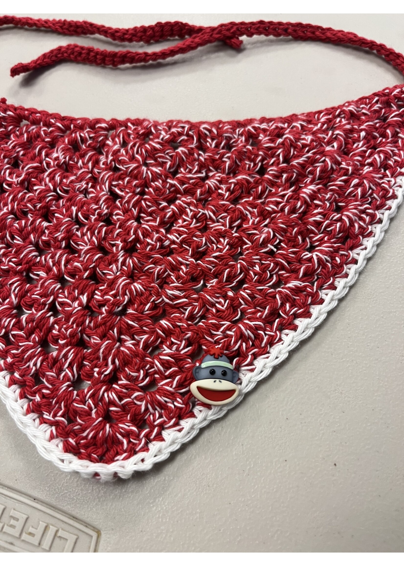 Crochet By Niki Crochet Sock Monkey Bandana w/ Tie (Lrg)