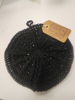 Crochet By Niki Black Round 100% Cotton Yarn Dishcloth/Pot holder 7 1/2 X 7 1/2