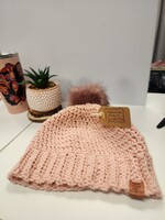 Crochet By Niki Crochet Soft Pink Beanie w/ Faux Fur Pom 100% Acrylic