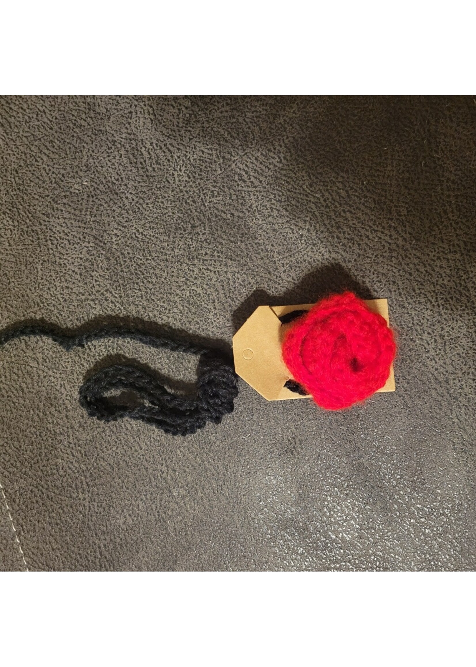 Crochet By Niki Crochet Blk/Red Cotton/Acrylic Choker w/ Rose