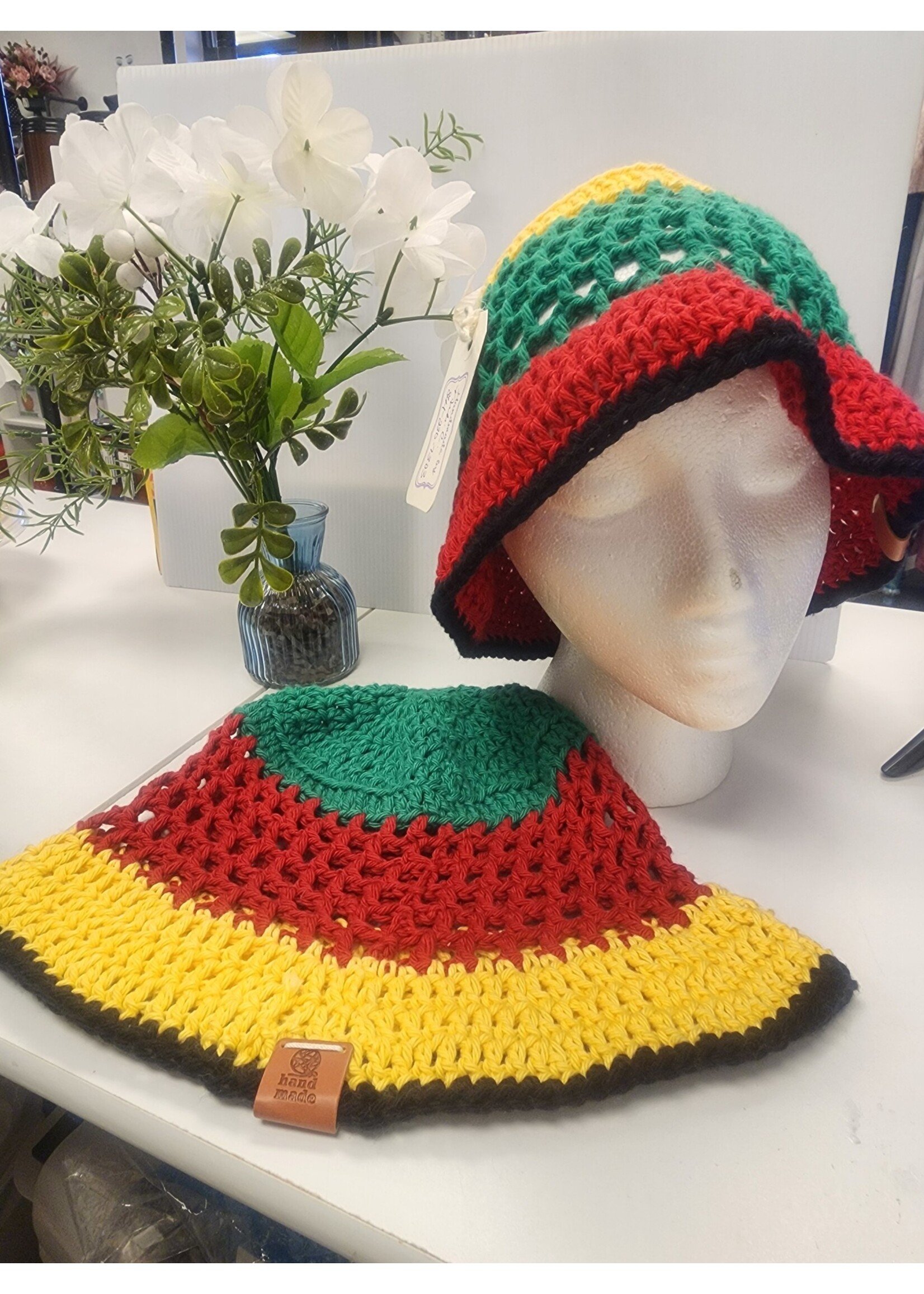 Crochet By Niki Crochet Jamaican Inspired 100% Cotton Mesh Bucket Hat