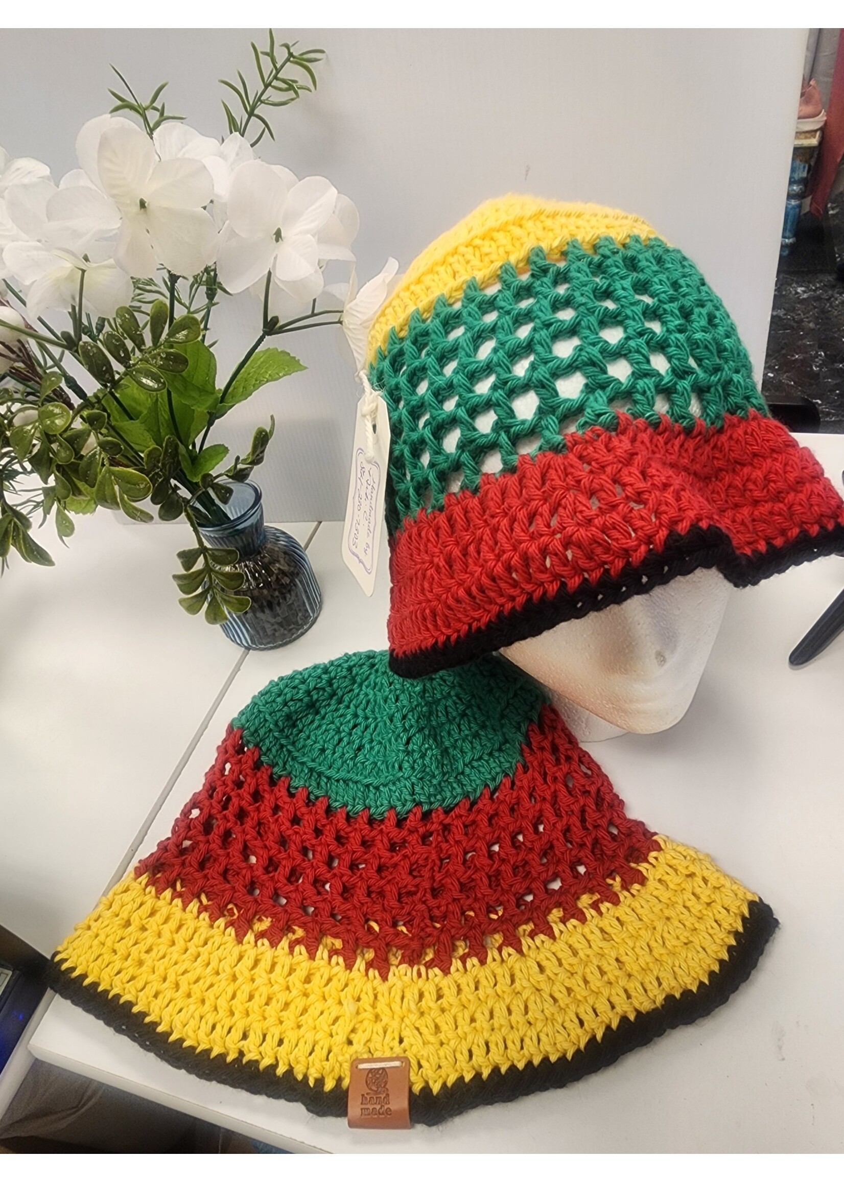 Crochet By Niki Crochet Jamaican Inspired 100% Cotton Mesh Bucket Hat