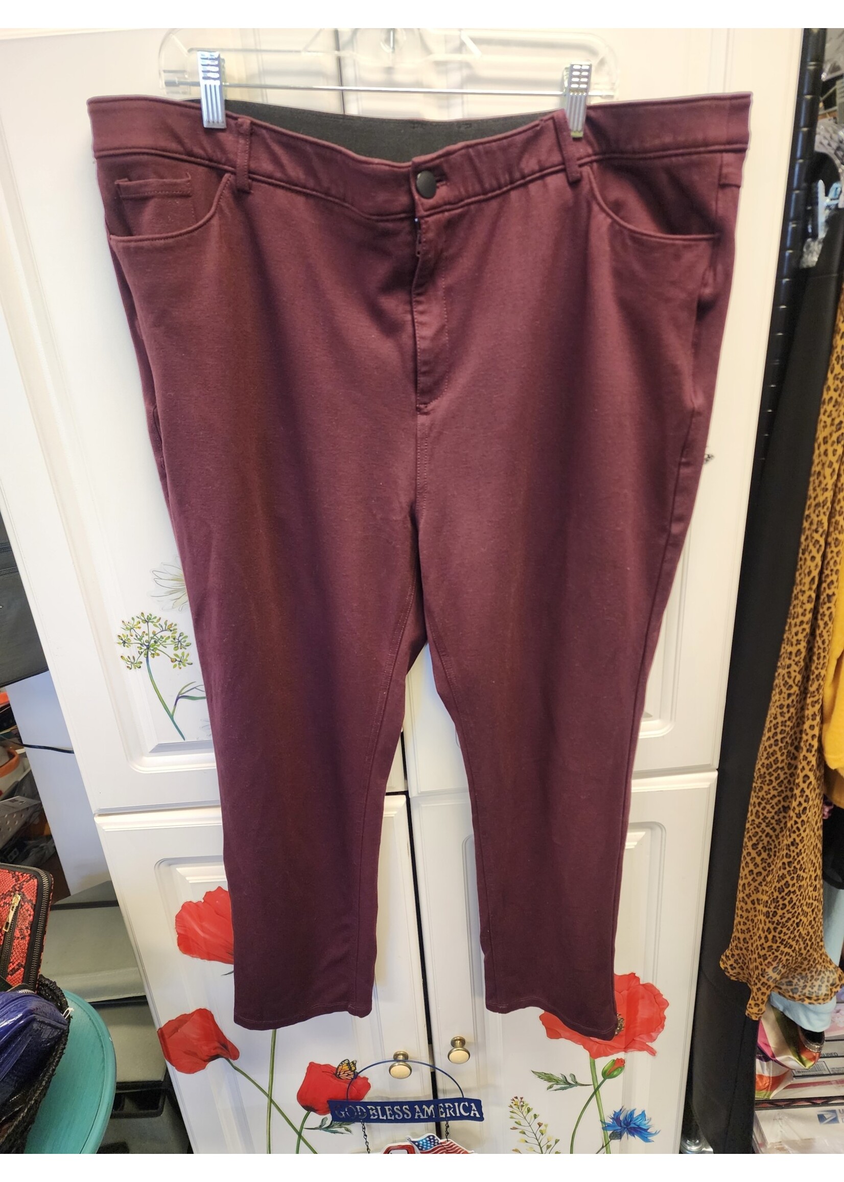 Ava & Viv Ava & Viv Burgundy Ankle Pants Women's Plus Size (22) (Pre-owned)