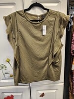 Ann Taylor Ann Taylor Green Ruffled Short Sleeve Top (XL) nwt