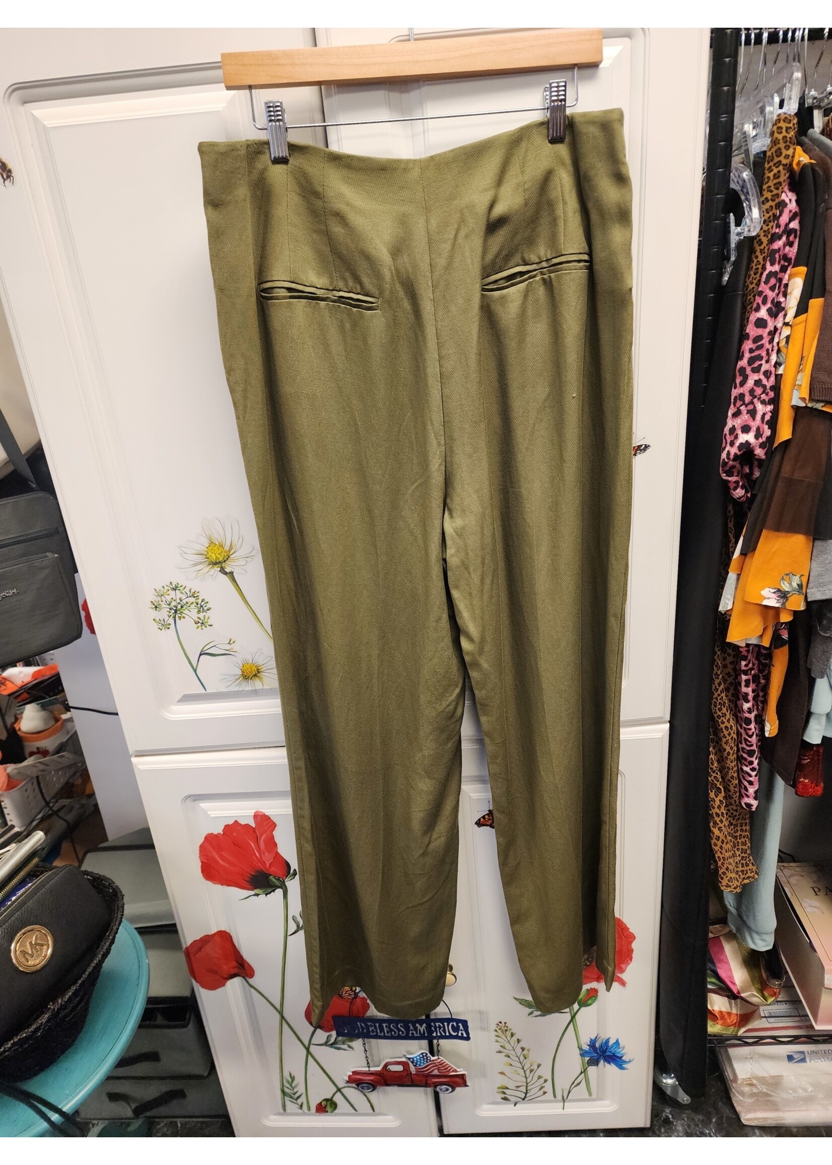 Ann Taylor Ann Taylor Green Wide Leg Linen Pants (14) nwt