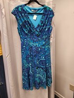 Evan Picone Evan Picone Turquoise/Purple Printed Dress (10) NWT