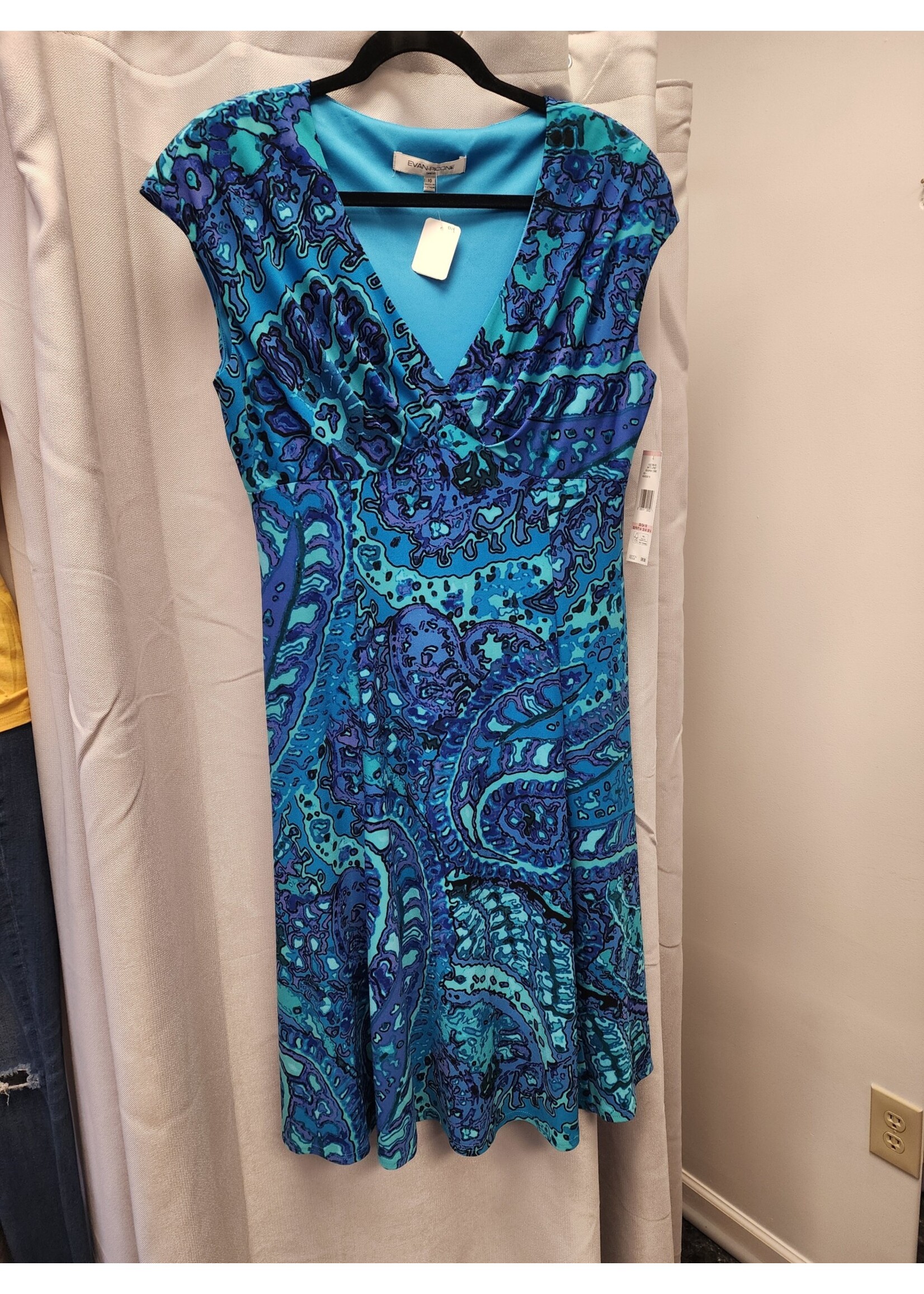 Evan Picone Evan Picone Turquoise/Purple Printed Dress (10) NWT