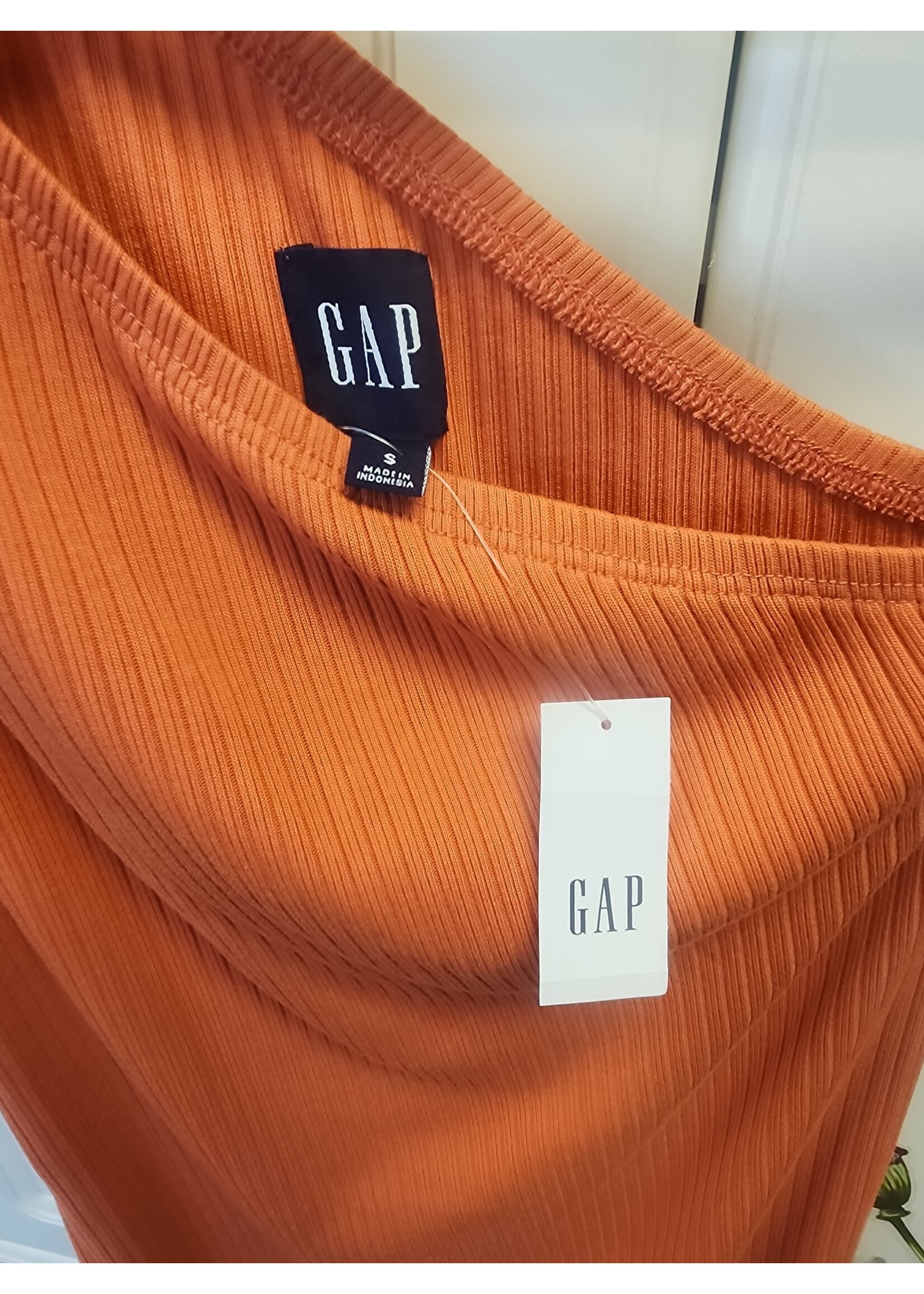 Gap Gap One Shoulder Org/Coral Rib Midi Dress (S) NWT