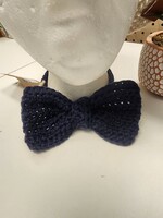 Crochet By Niki Crochet Men's Cotton Dark Denim  Adjustable Bowtie