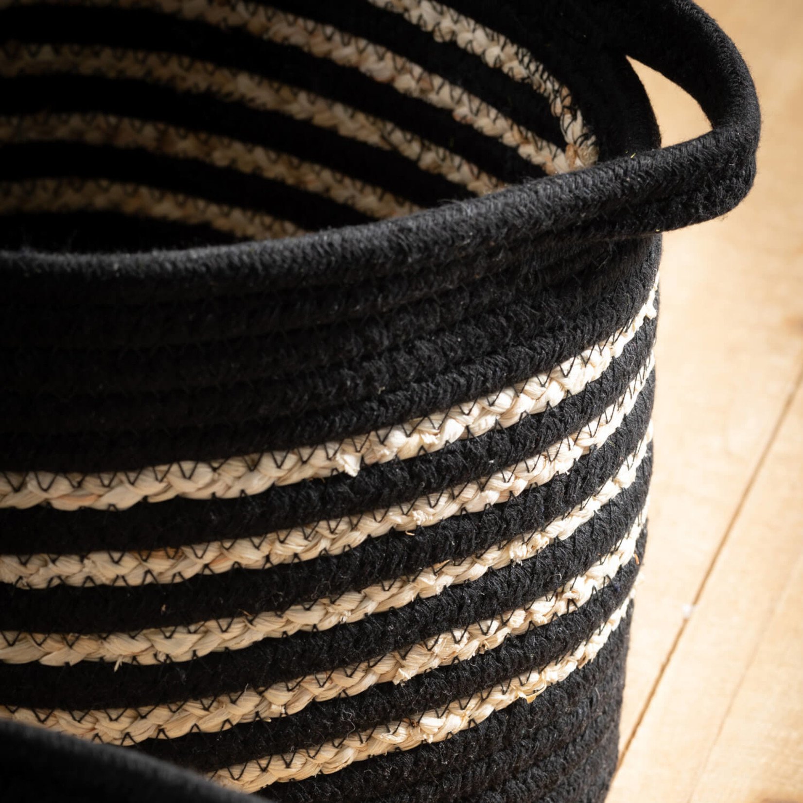 Black Striped Basket, 9"