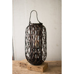 Large Willow Lantern with Glass, Dark Brown 12"x22"
