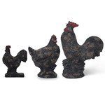 Large Distressed Black Rooster 13"