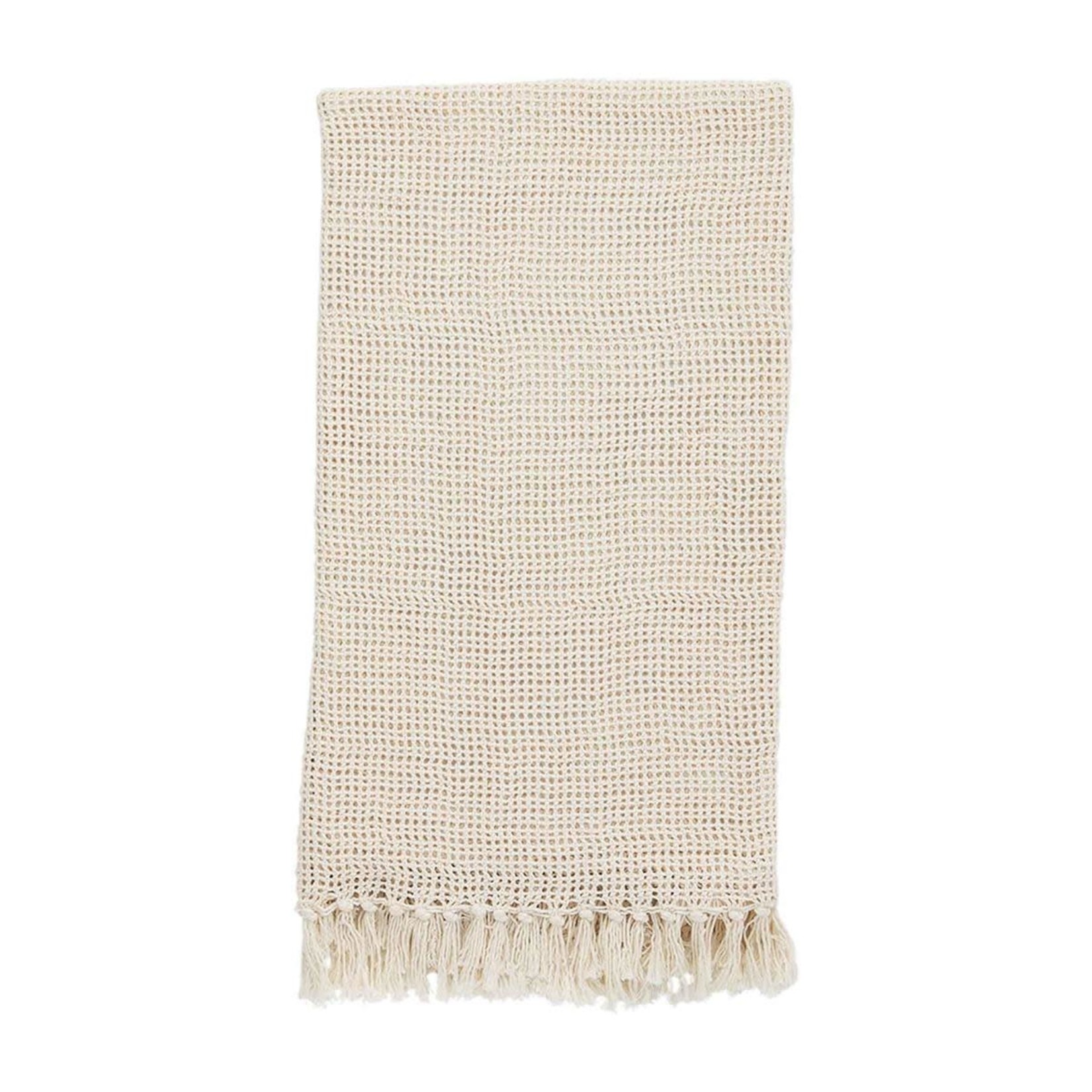 Cream Knitted Throw Blanket