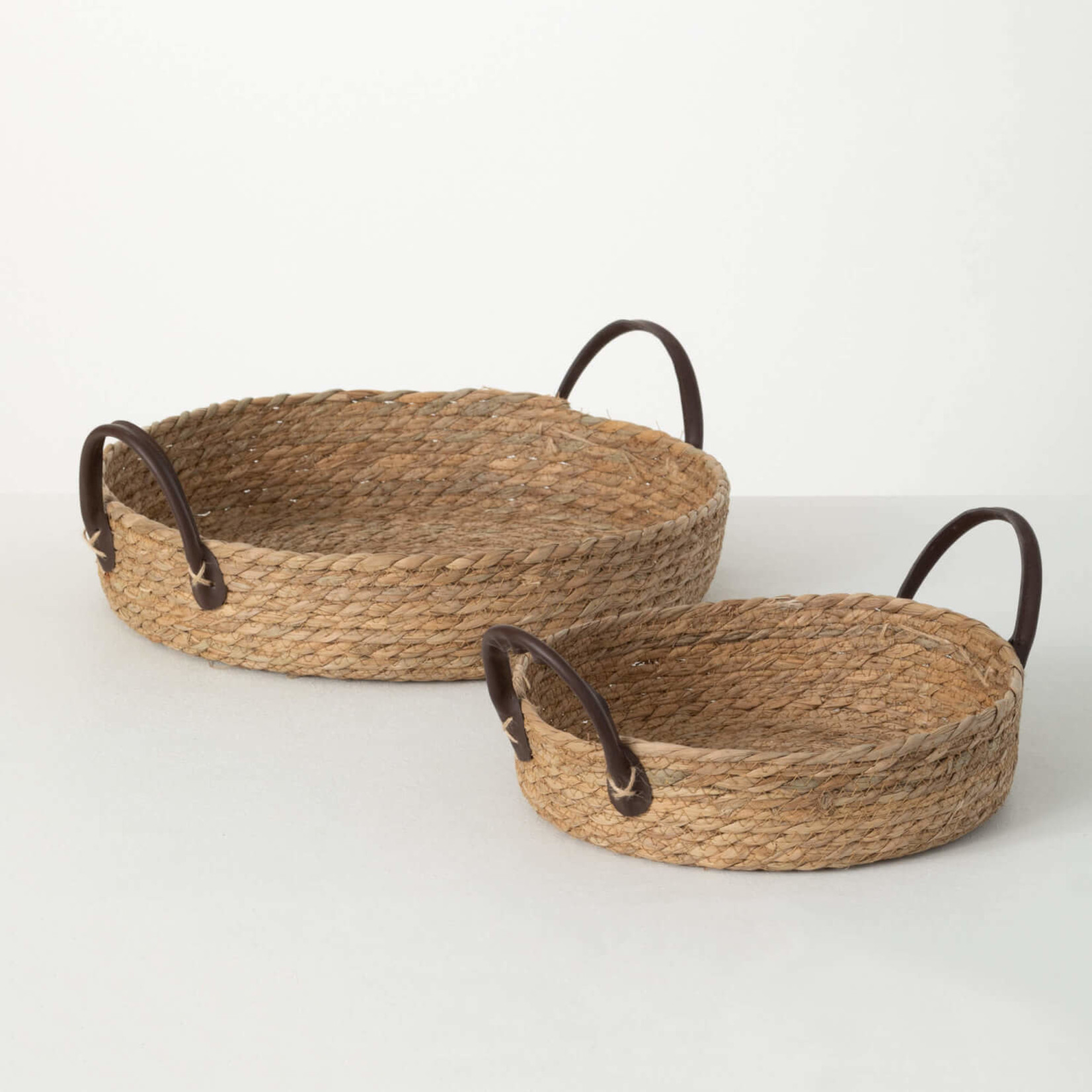Woven Wicker Tray with Handle, Natural