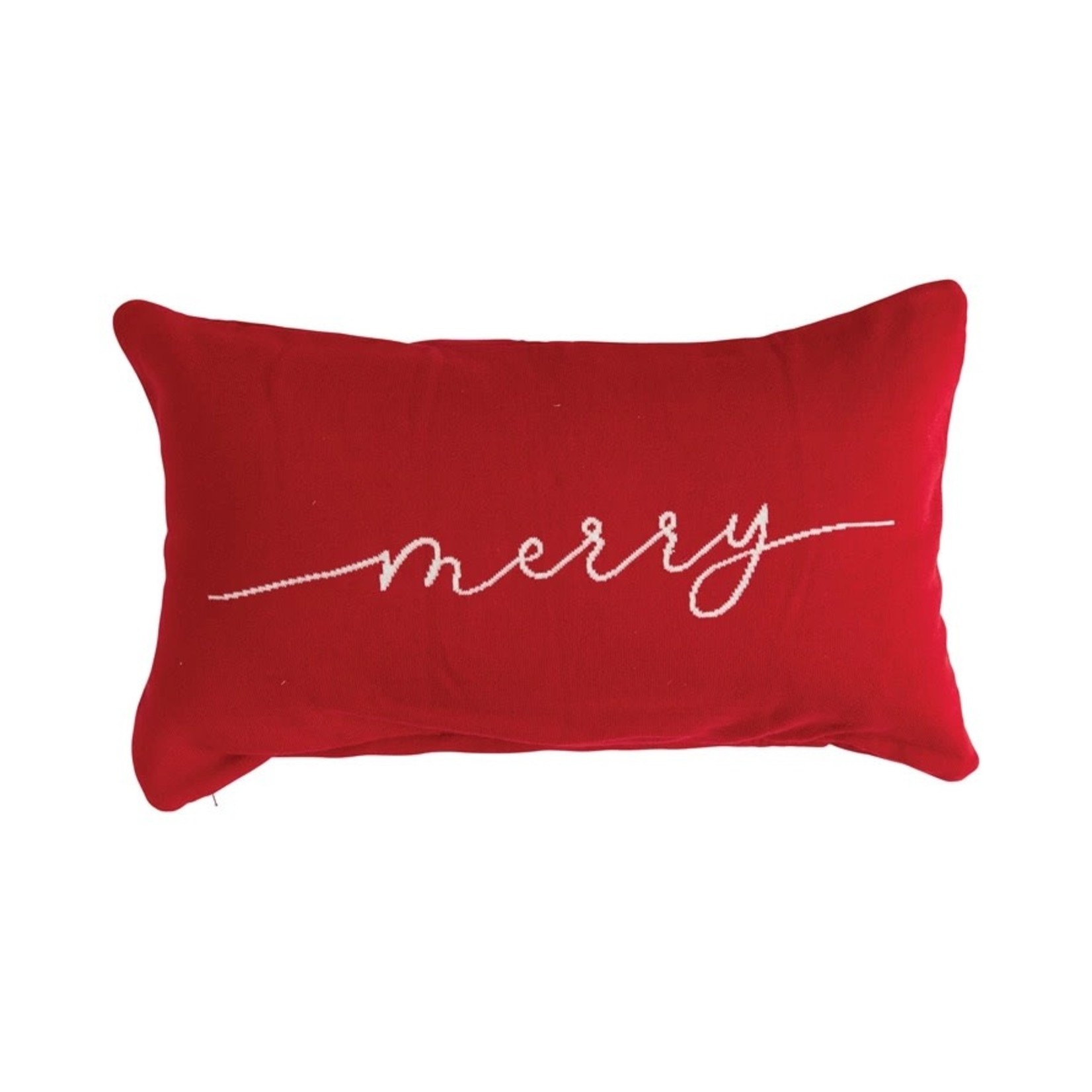 24"x16" Merry Lumbar Pillow, Red/Cream