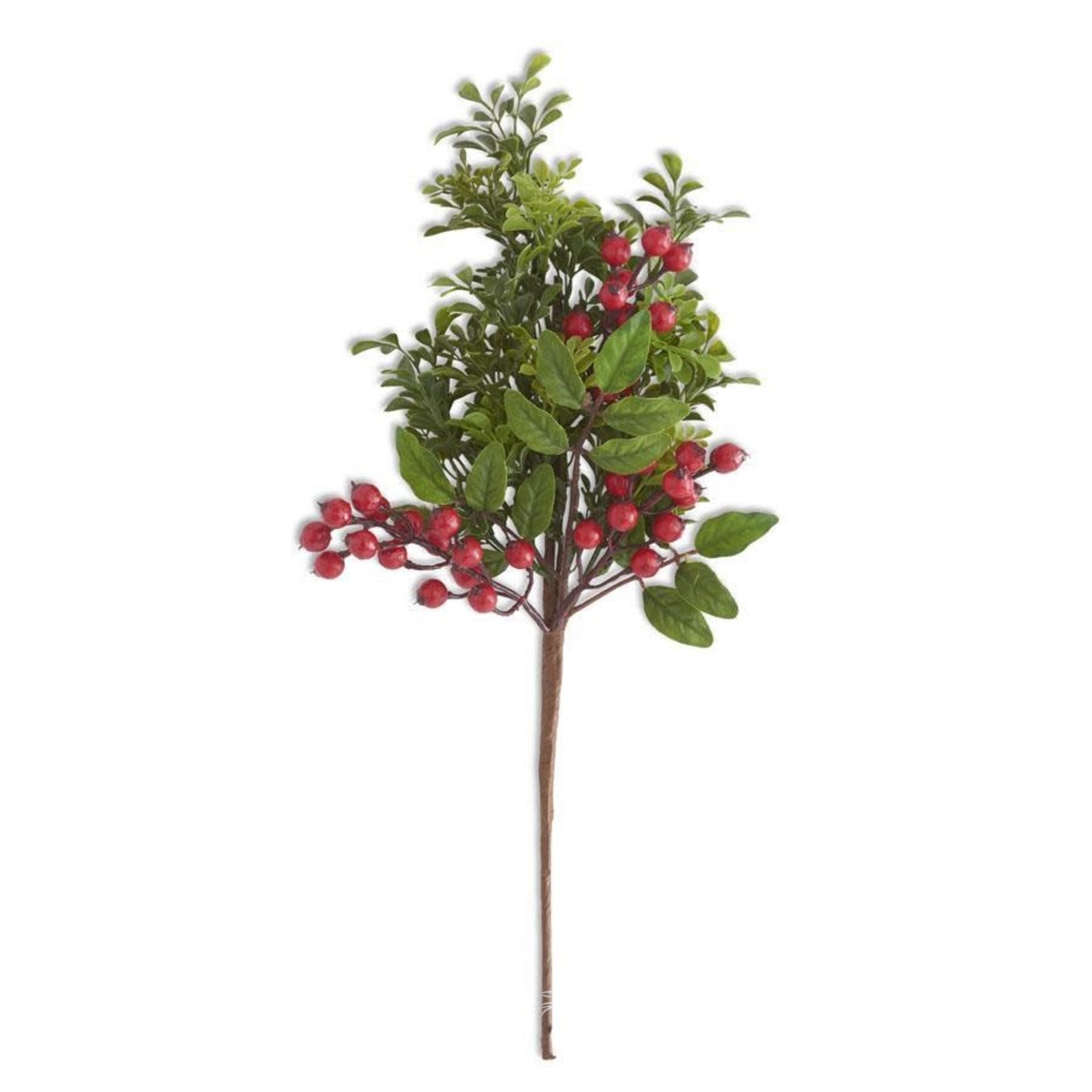 20" Mixed Boxwood & Red Berry Stem