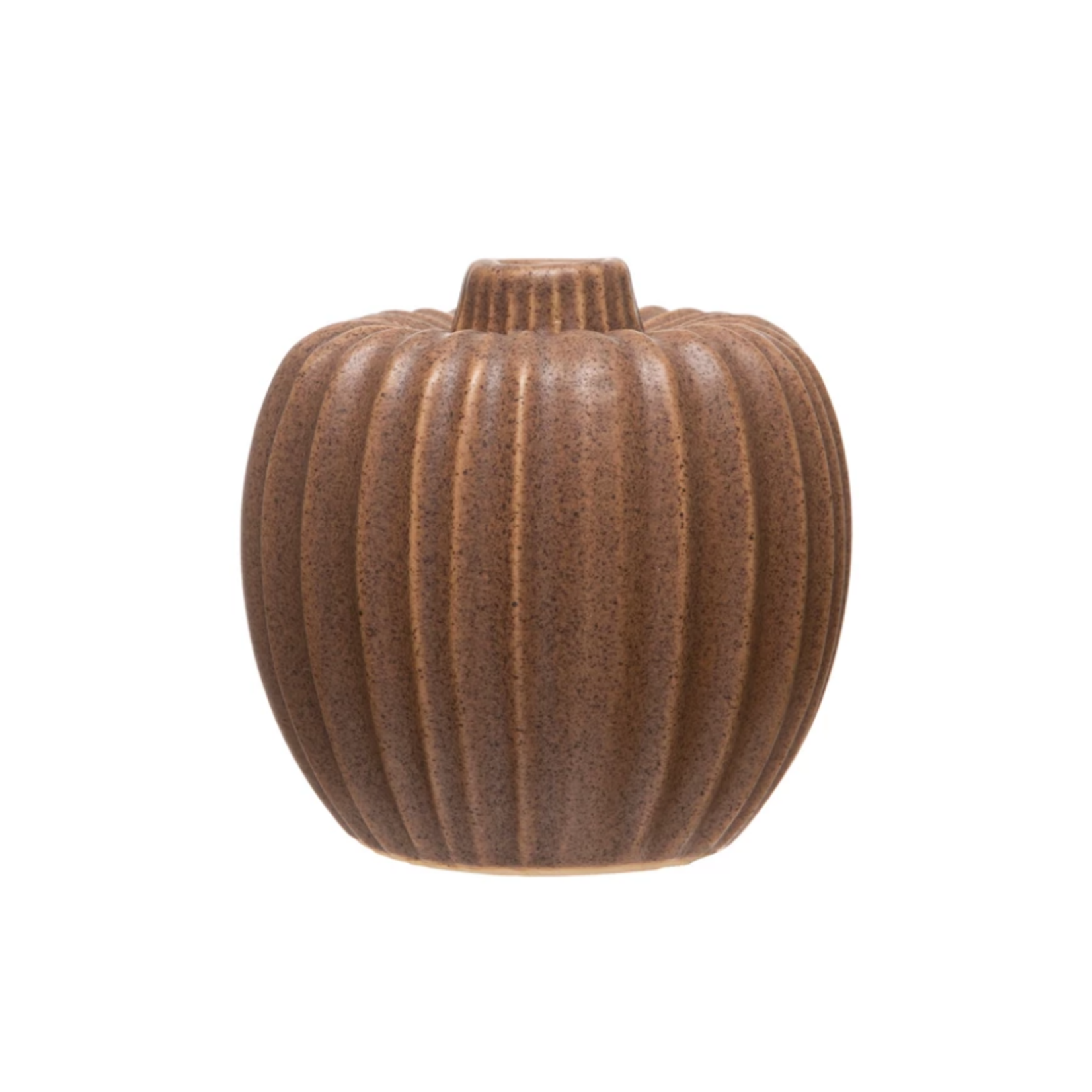 Stoneware Fluted Vase w/ Speckled Reactive Glaze