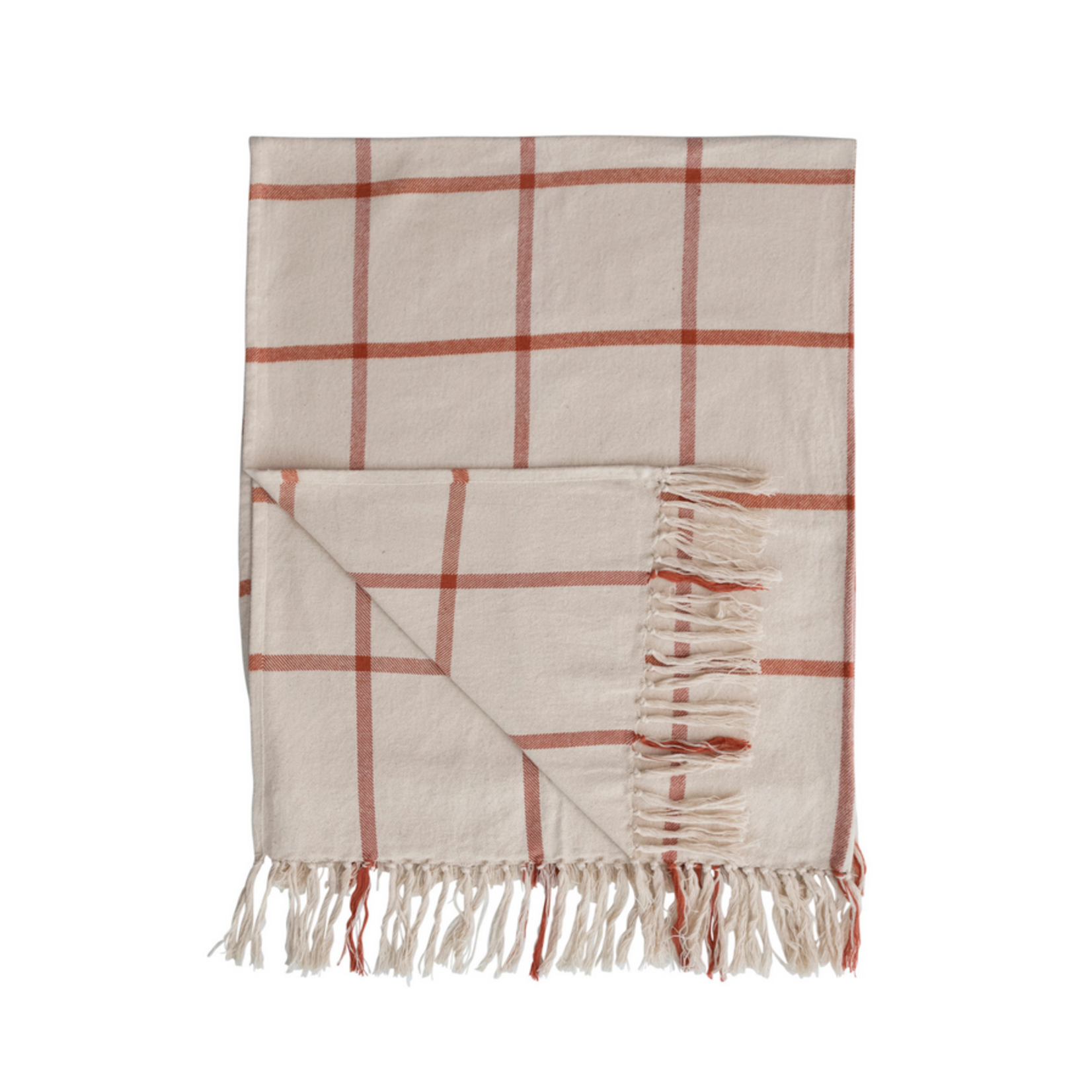Cotton Throw, Flannel with Fringe