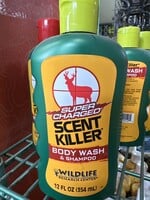 WILDLIFE RESEARCH SCENT KILLER BODY WASH SUPER CHARGED 12 OZ