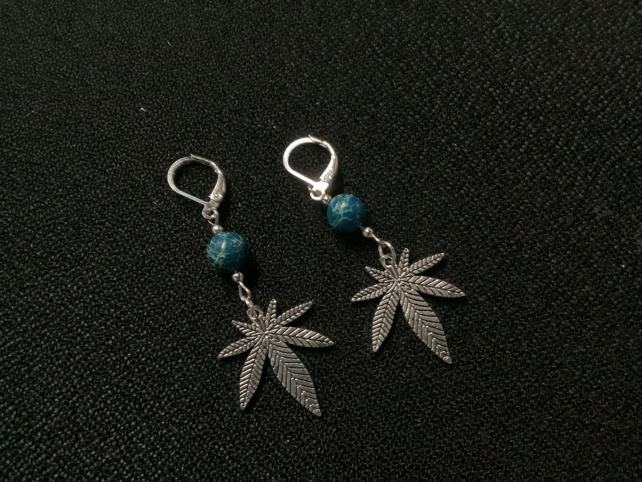 By, Jenny By, Jenny-BLUE Sea Sediment Earrings (Silver Leaf)