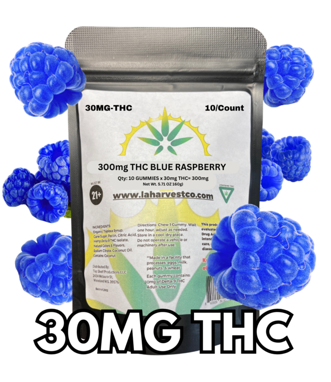 LAH-Blue Raspberry gummies 30MG D9 (10ct) 300MG