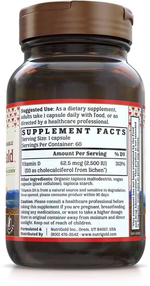 NutriGold Vitamin D3 Gold 2500iu 60 Capsules Super Nutrition
