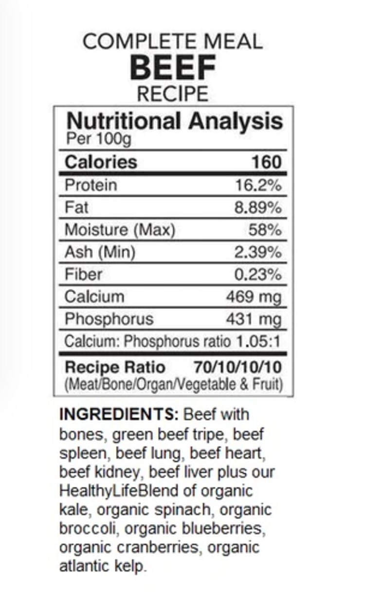 Back2Raw Back2Raw - Complete - Beef Recipe - 4lbs