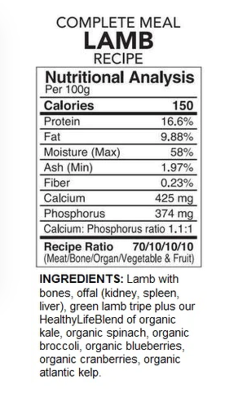 Back2Raw Back2Raw - Complete - Lamb Recipe - 4lbs
