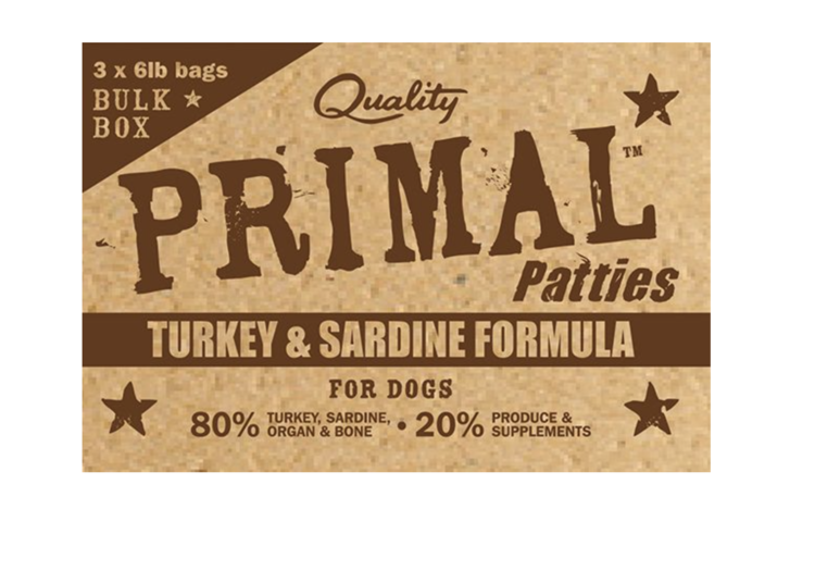 Primal Primal - Bulk - Turkey & Sardine - 18lbs