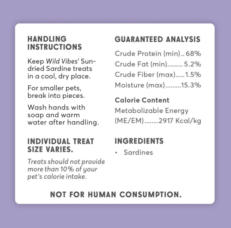 Wild Vibes Treat Co. Wild Vibes - Sun Dried Sardines - 90g