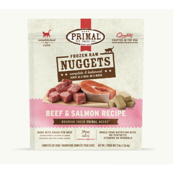 Primal Primal - CAT - Frozen Nuggets - 3lbs - Beef & Salmon
