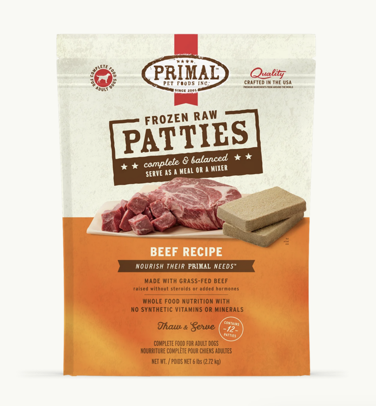 Primal Primal - Frozen Patties - 6lbs - Beef