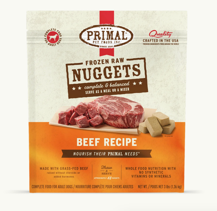 Primal Primal - Frozen Nuggets - 3lbs - Beef