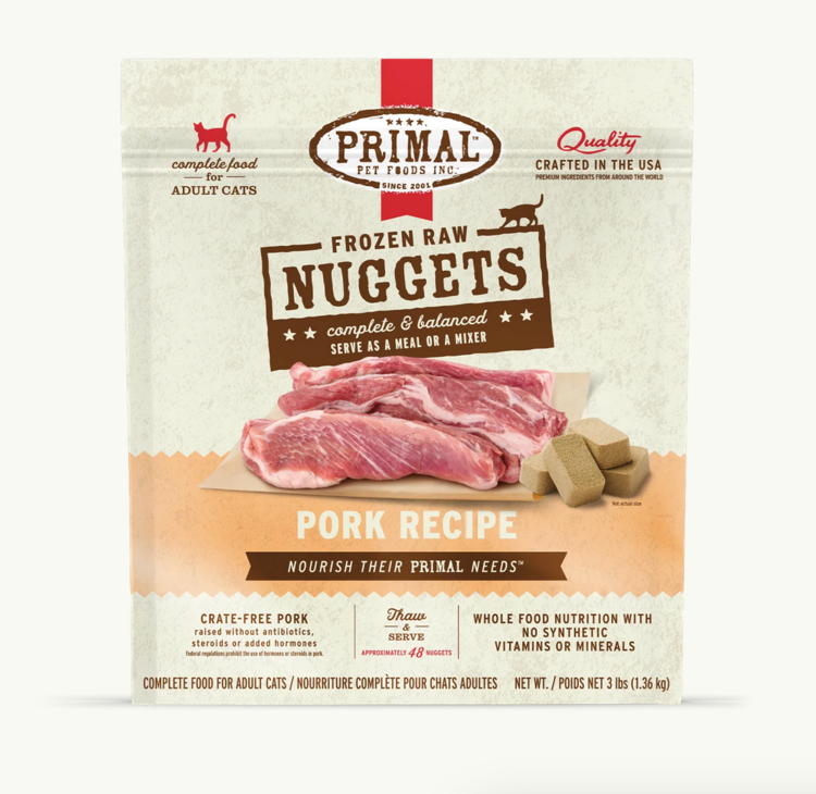 Primal Primal - CAT - Frozen Nuggets - 3lbs - Pork