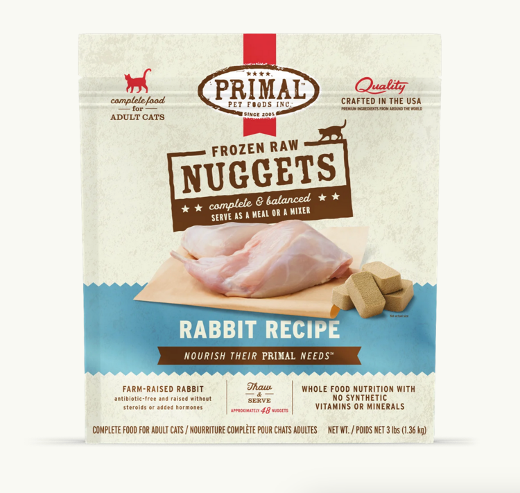 Primal Primal - CAT - Frozen Nuggets - 3lbs - Rabbit