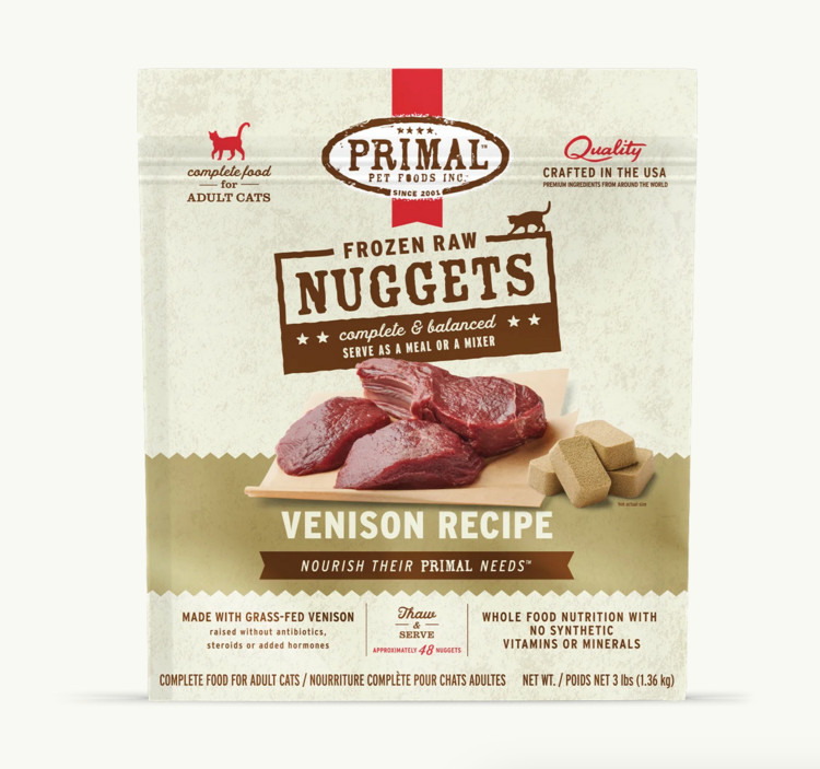 Primal Primal - CAT - Frozen Nuggets - 3lbs - Venison