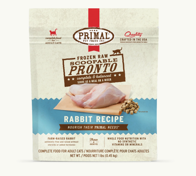 Primal Primal - CAT - Frozen Pronto - 1lb - Rabbit