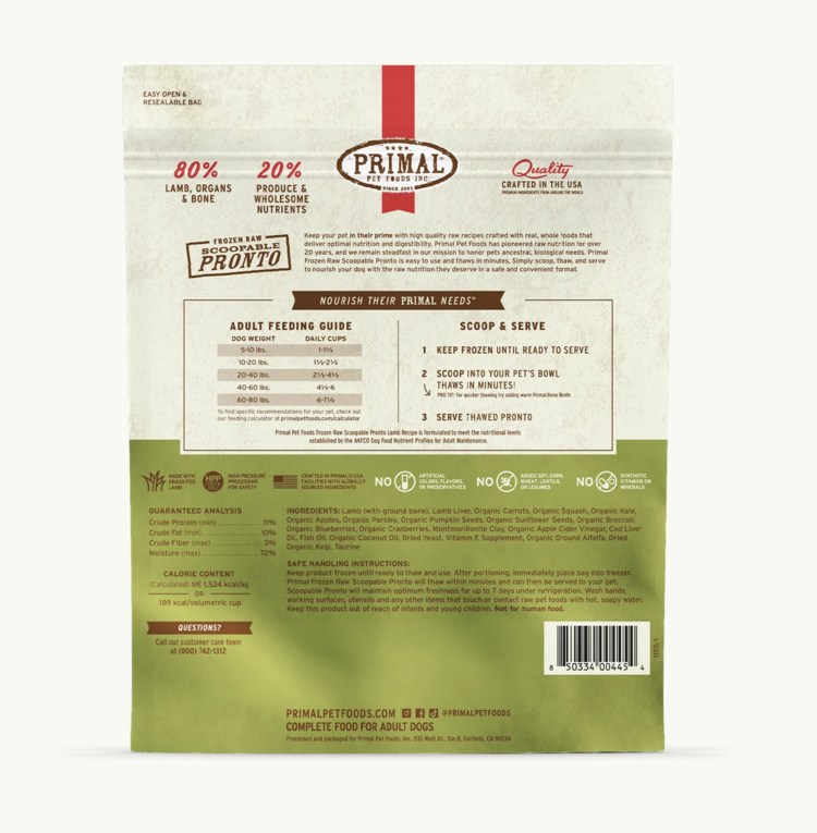 Primal Primal - Pronto - 4lbs - Lamb