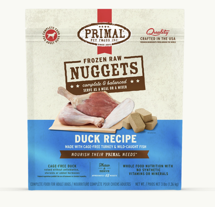 Primal Primal - Frozen Nuggets - Duck w/ Turkey + Fish - 3lbs