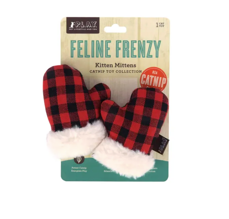P.L.A.Y. PET P.L.A.Y. - Feline Frenzy Plush Catnip - Kitty Mittens 2pk