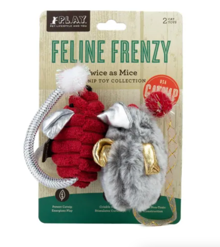 P.L.A.Y. PET P.L.A.Y. - Feline Frenzy Plush Catnip - Twice as Mice 2pk