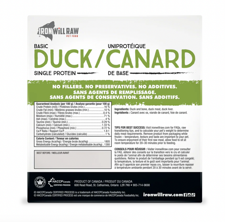 Iron Will Raw Iron Will - Basic - Duck - 6lbs