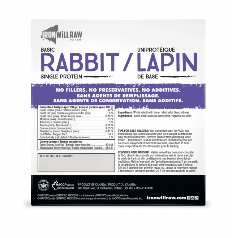 Iron Will Raw Iron Will - Basic - Rabbit - 6lbs