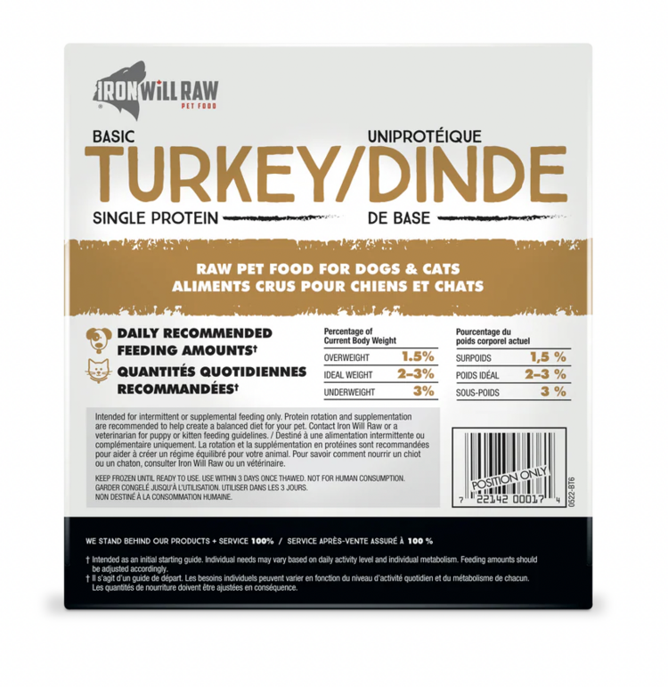 Iron Will Raw Iron Will - Basic - Turkey - 6lbs
