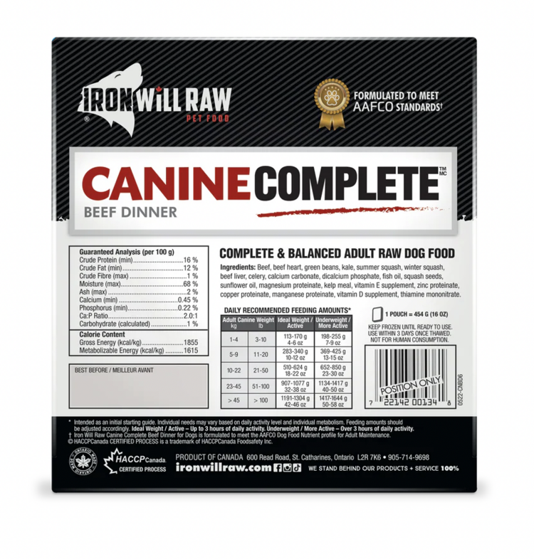 Iron Will Raw Iron Will Raw - Canine Complete - Beef Dinner - 6lbs