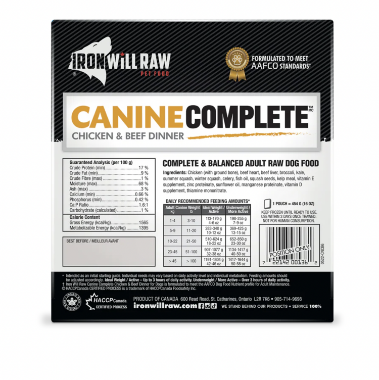 Iron Will Raw Iron Will Raw - Canine Complete - Chicken & Beef - 6lbs
