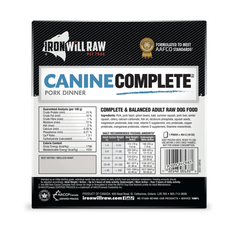 Iron Will Raw Iron Will Raw - Canine Complete - Pork Dinner - 6lbs