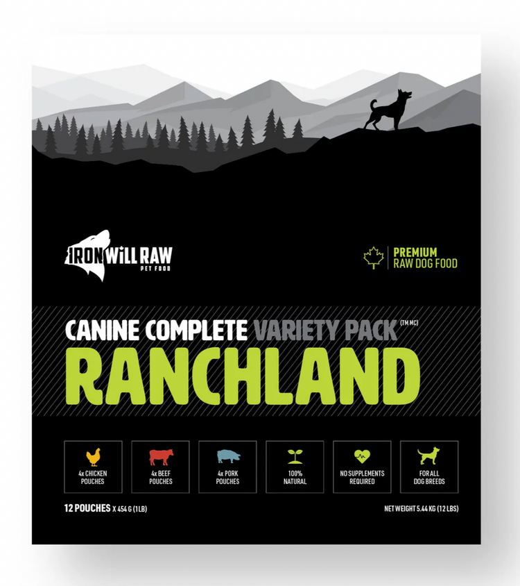 Iron Will Raw Iron Will Raw - Canine Complete - Ranchland Variety Pack - 12lbs
